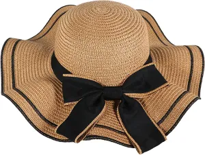 2024 Straw Hat Womens Summer Wide Brim Beach Hats UV Protection UPF 50  Travel Folding Cap Bow Fashion Sun Caps for Women