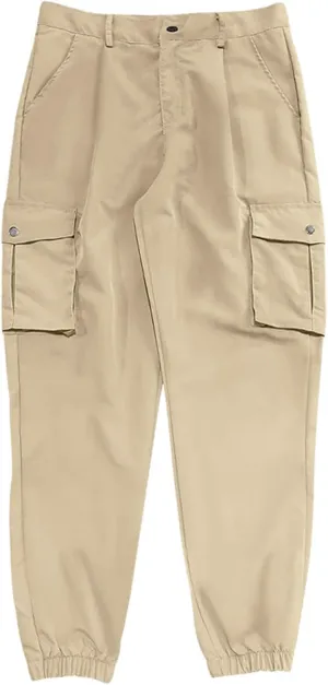 ADHOWBEW Mens Pants Casual Elastic Waist Outdoor Work Cargo Pockets Relaxed Fit Pants