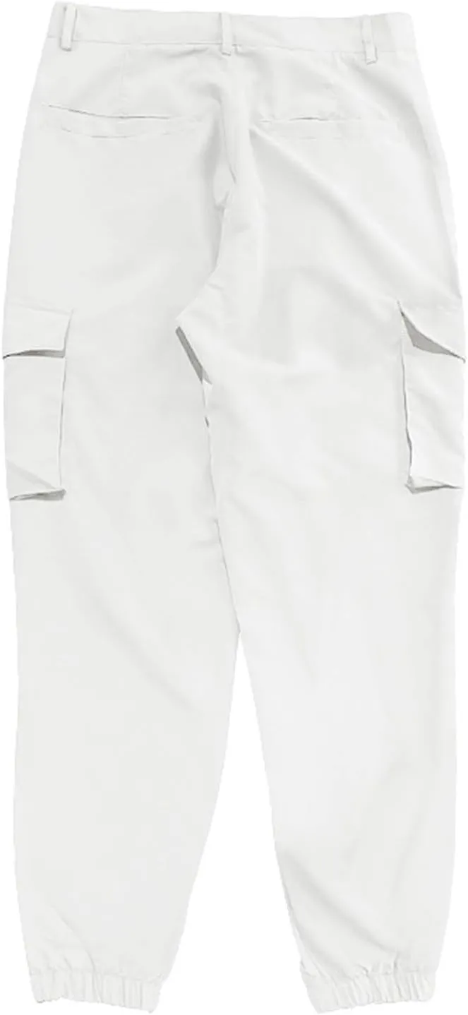 ADHOWBEW Mens Pants Casual Elastic Waist Outdoor Work Cargo Pockets Relaxed Fit Pants
