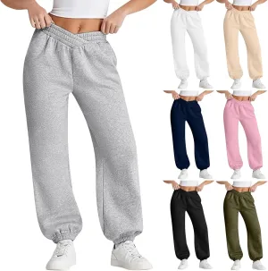 ADHOWBEW Women Sweatpants with Pockets Casual Low Rise Elastic Waisted Comfy Relaxed Fit Workout Joggers
