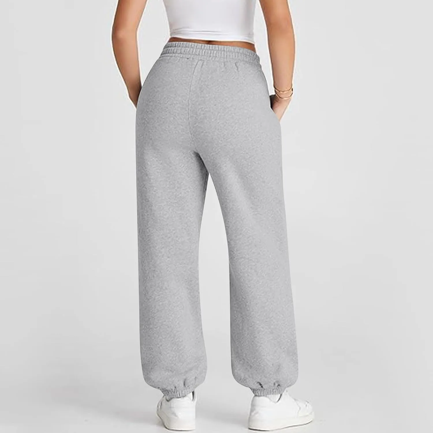 ADHOWBEW Women Sweatpants with Pockets Casual Low Rise Elastic Waisted Comfy Relaxed Fit Workout Joggers