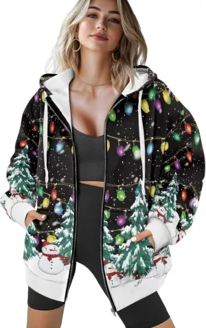 AFPANQZ Women's Hoodies Full Zip Up Hooded Sweatshirts Sweater Sport Pullover Breathable Cozy Loose Activewear