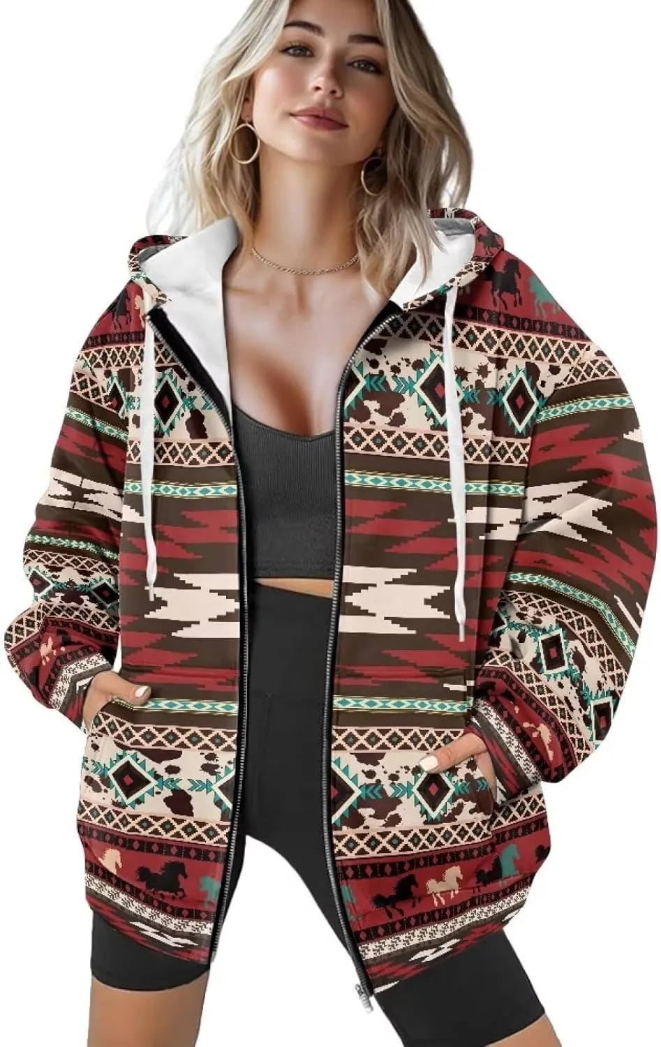 AFPANQZ Women's Hoodies Full Zip Up Hooded Sweatshirts Sweater Sport Pullover Breathable Cozy Loose Activewear