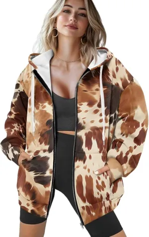 AFPANQZ Women's Hoodies Full Zip Up Hooded Sweatshirts Sweater Sport Pullover Breathable Cozy Loose Activewear