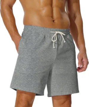 AIMPACT Mens Cotton Shorts 7'' Inseam Sweat Workout Gym Shorts Above Knee Jogger Lounge Casual Shorts with Pockets
