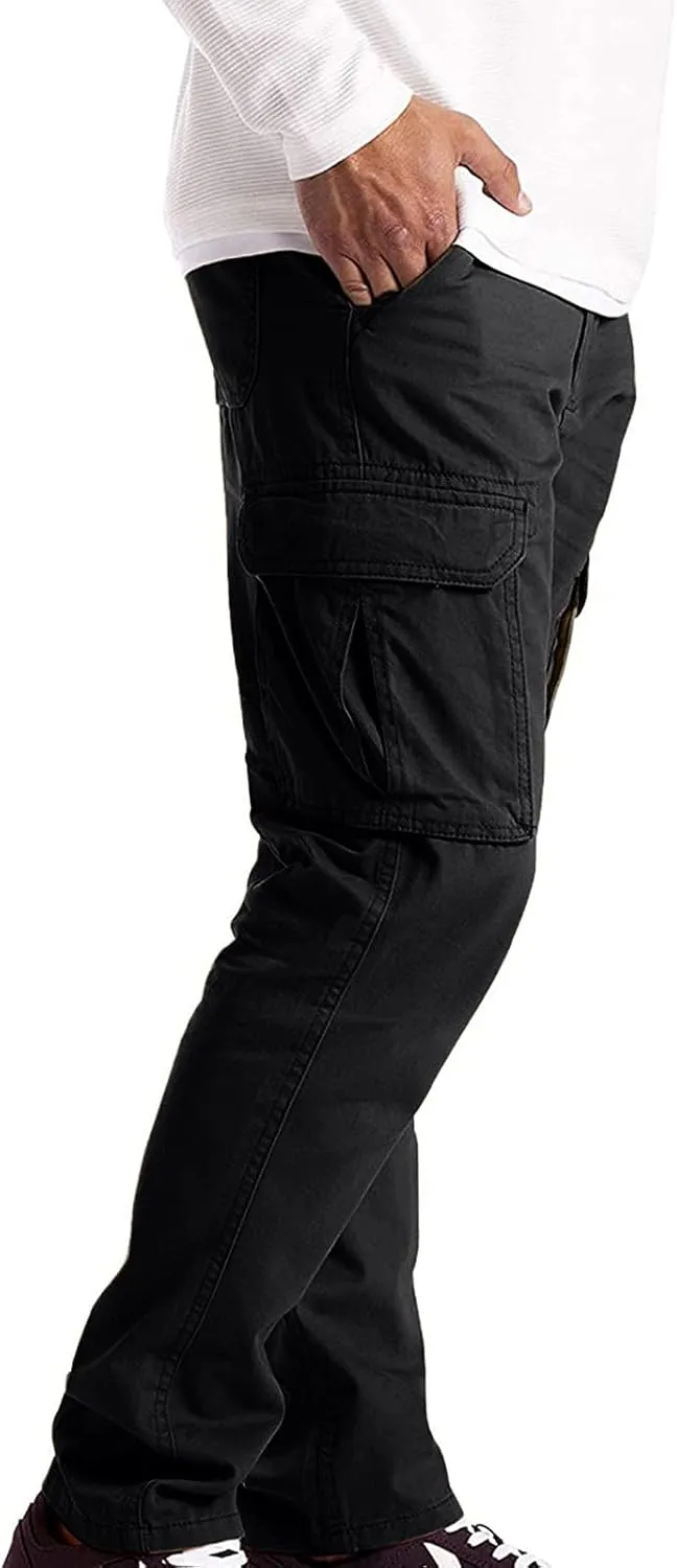 Alalaso Men's Cargo Pants Tapered Workwear Linen Cargo Stretch Twill Cargo Jogger Sweatpants Outdoor Pants
