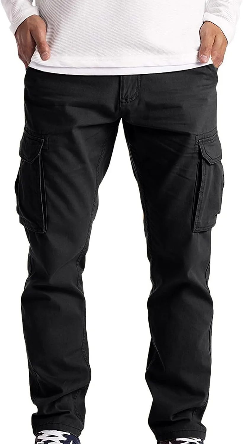 Alalaso Men's Cargo Pants Tapered Workwear Linen Cargo Stretch Twill Cargo Jogger Sweatpants Outdoor Pants