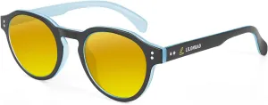 Anti Scratch Polarized Sunglasses for Men and Women, Lightweight Sun Glasses with UV Protection for Driving Running Fishing Golf Blue/Yellow Revo