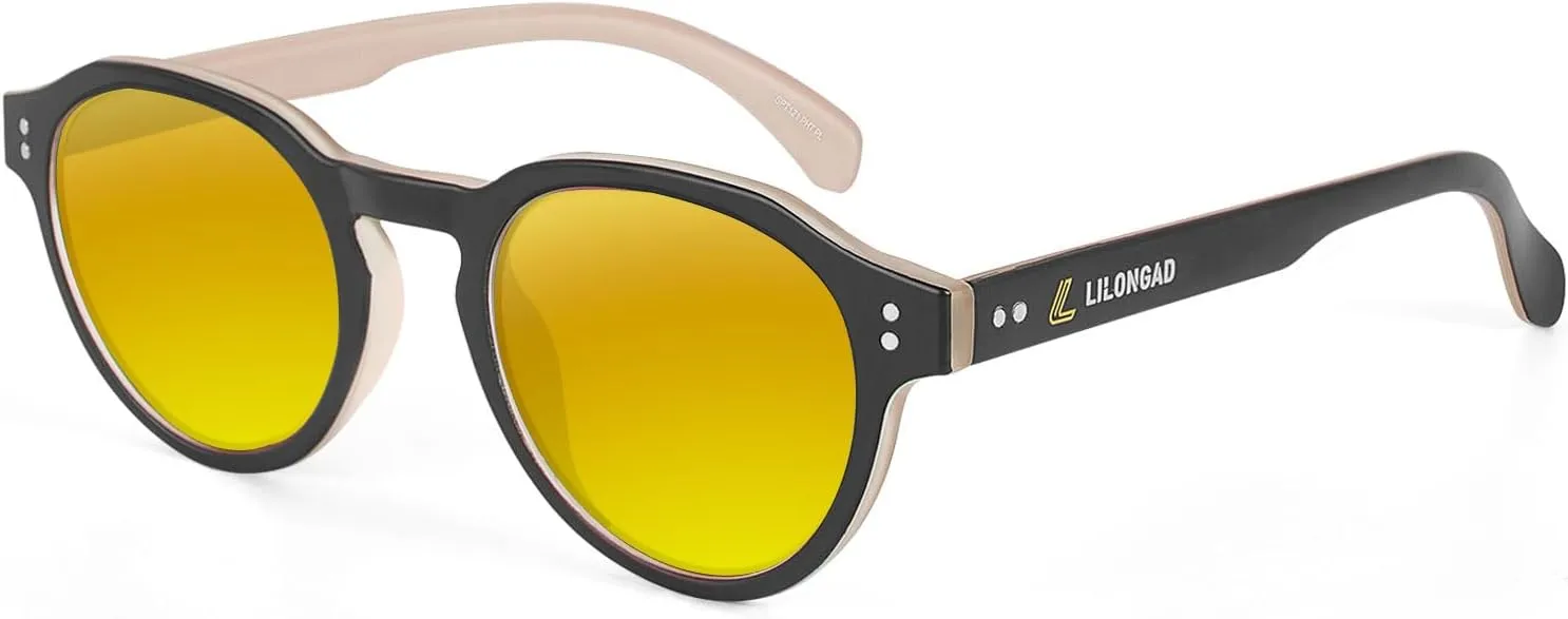 Anti Scratch Polarized Sunglasses for Men and Women, Lightweight Sun Glasses with UV Protection for Driving Running Fishing Golf Brown/Yellow Revo