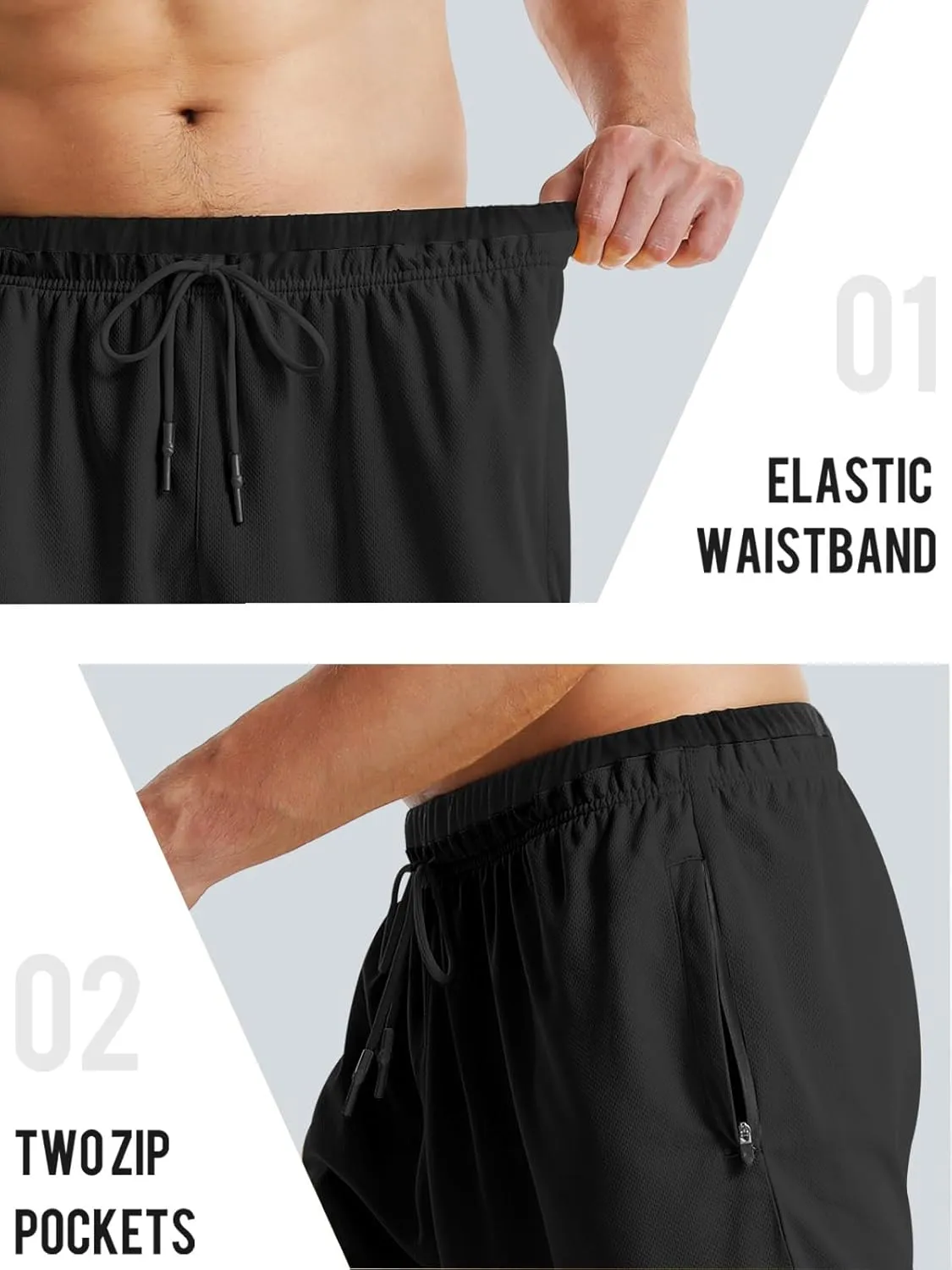 Aolesy Mens Workout Shorts 5"/7"/9" with Zip Pockets Quick Dry Lightweight Gym Athletic Shorts Linerless Running Shorts
