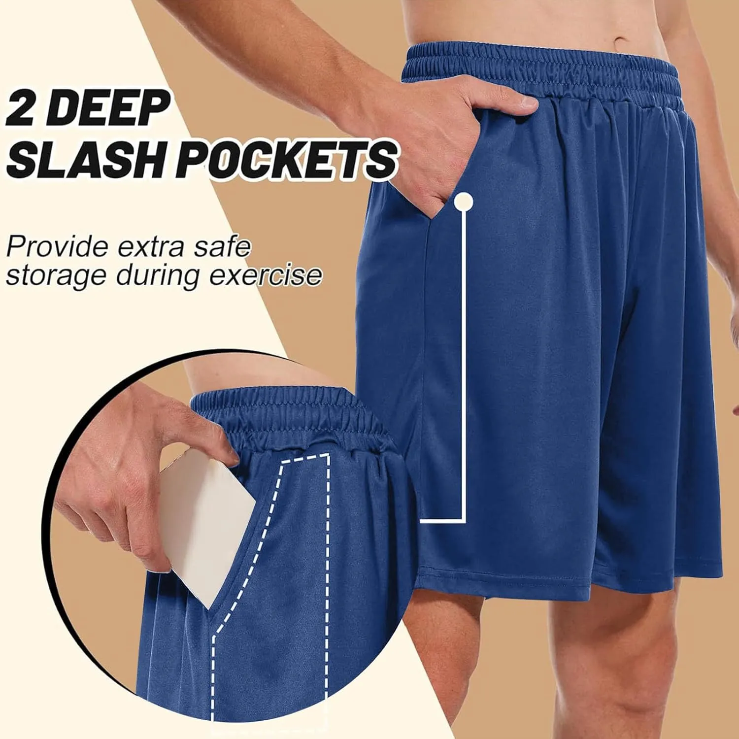 Athletic Gym Mens Shorts Quick Dry Baskeball Shorts Drawstring with Pockets Men Workout Running Shorts Loose Fit