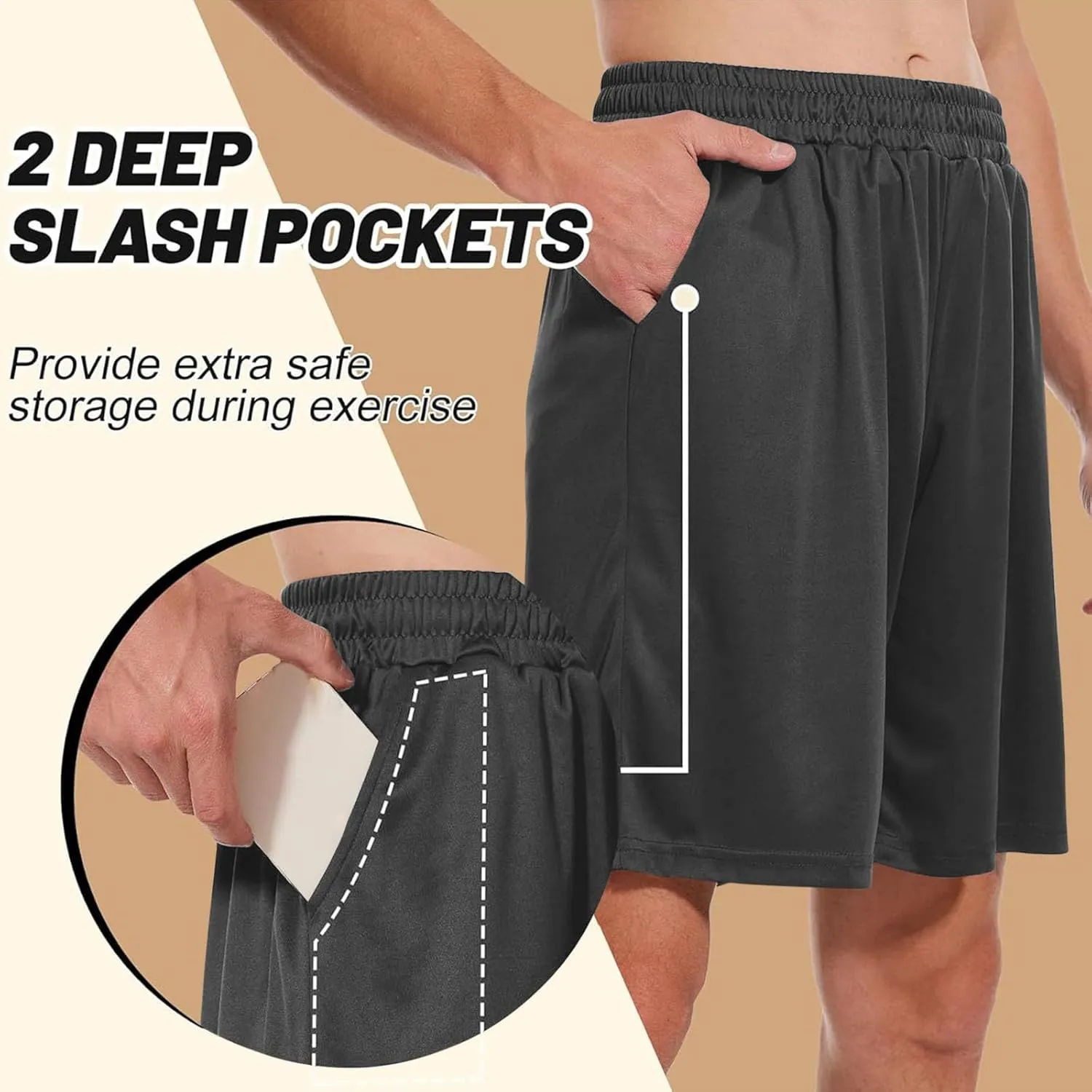 Athletic Gym Mens Shorts Quick Dry Baskeball Shorts Drawstring with Pockets Men Workout Running Shorts Loose Fit