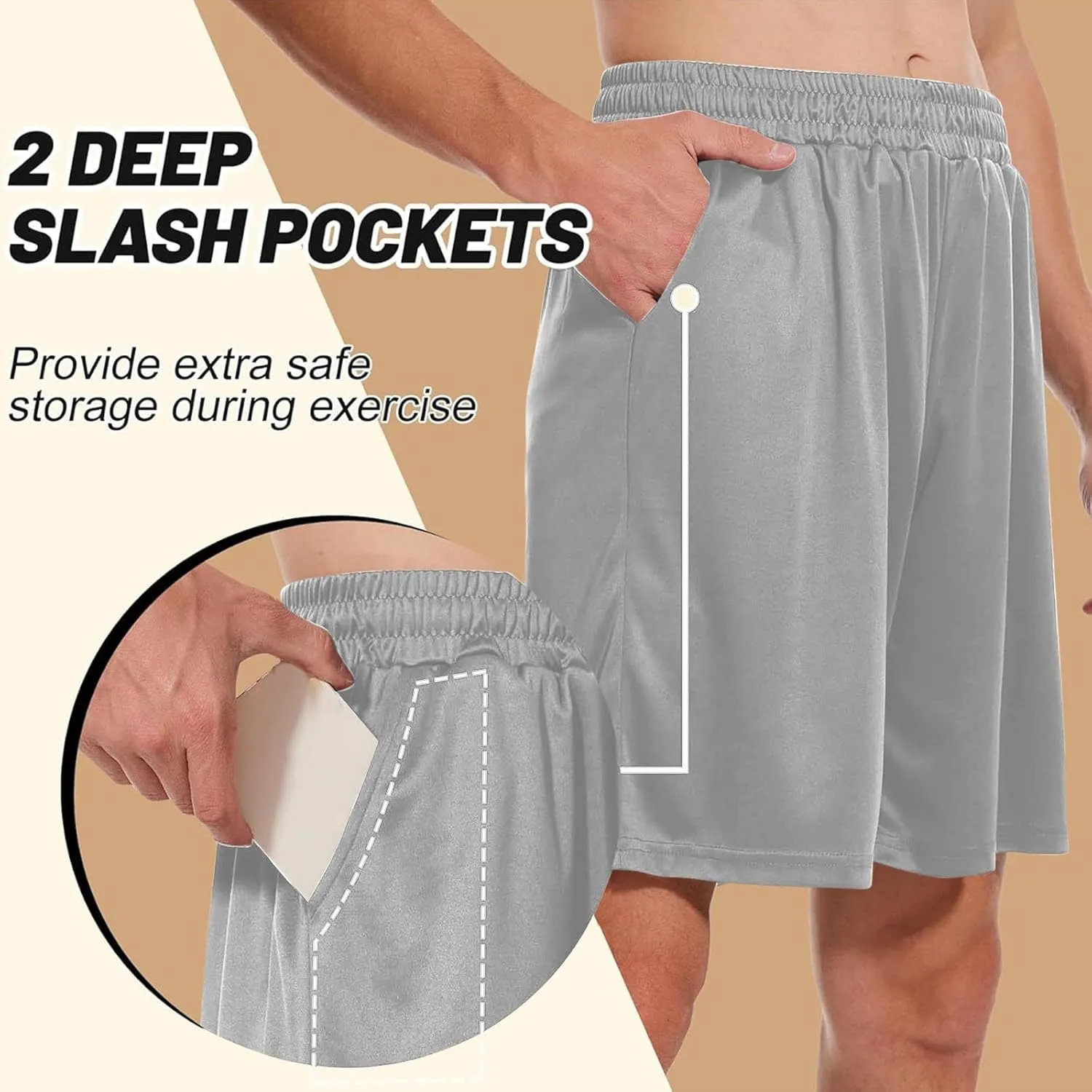 Athletic Gym Mens Shorts Quick Dry Baskeball Shorts Drawstring with Pockets Men Workout Running Shorts Loose Fit