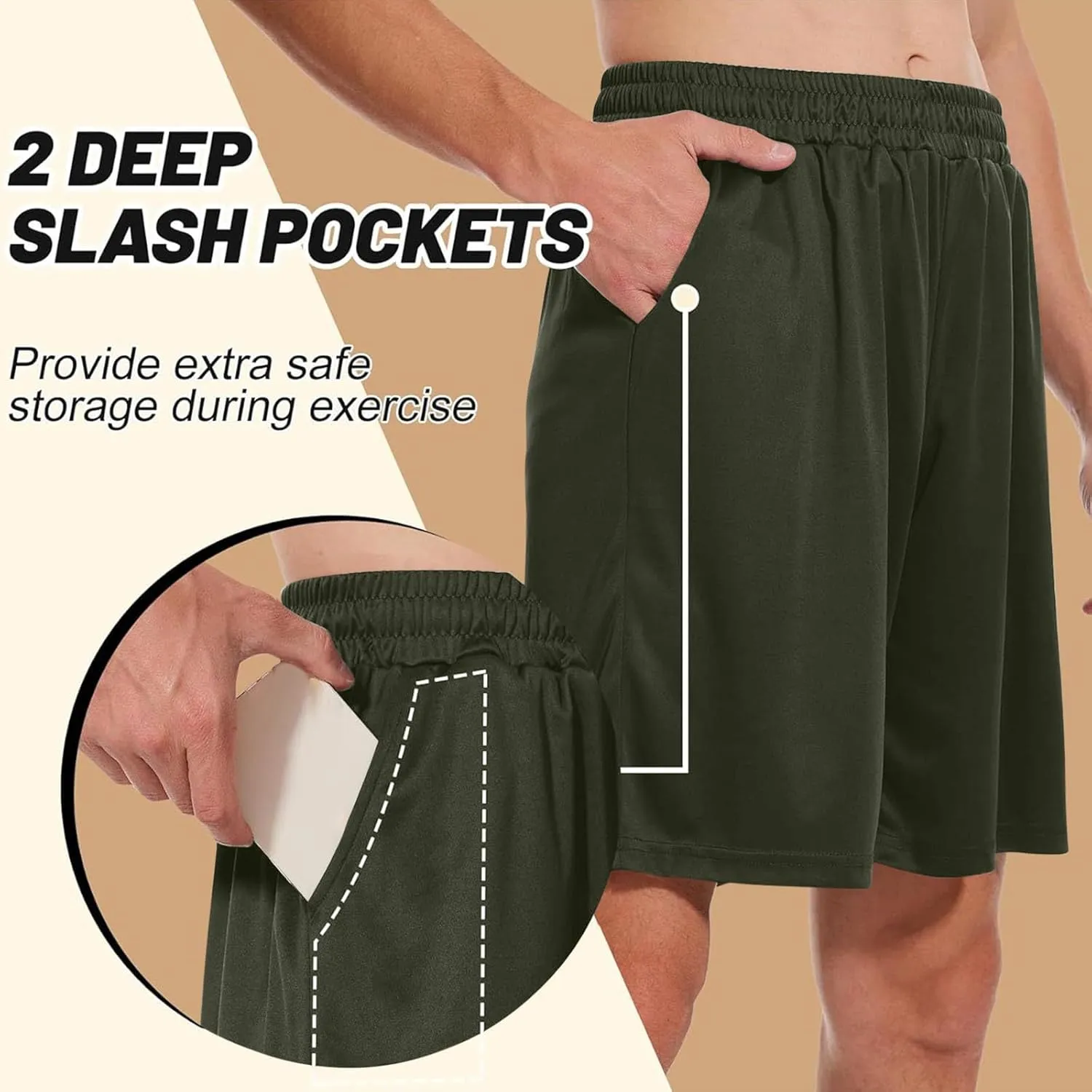 Athletic Gym Mens Shorts Quick Dry Baskeball Shorts Drawstring with Pockets Men Workout Running Shorts Loose Fit