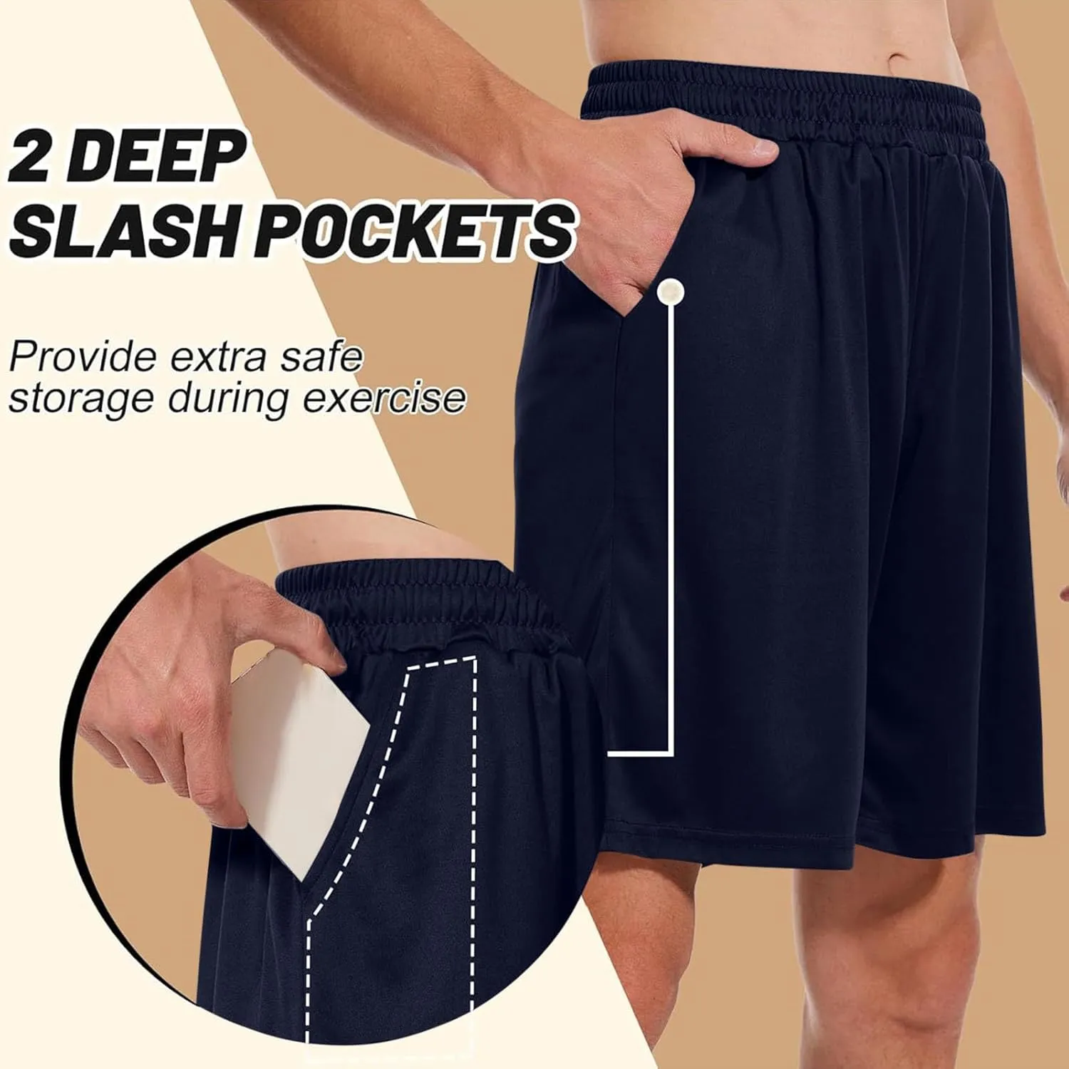 Athletic Gym Mens Shorts Quick Dry Baskeball Shorts Drawstring with Pockets Men Workout Running Shorts Loose Fit
