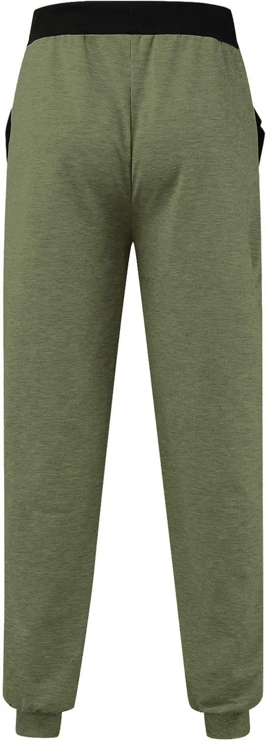 Athletic Sports Joggers for Men Drawstring Chino Cargo Pants Hiking Outdoor Relaxed Fit Sweatpants with Pockets
