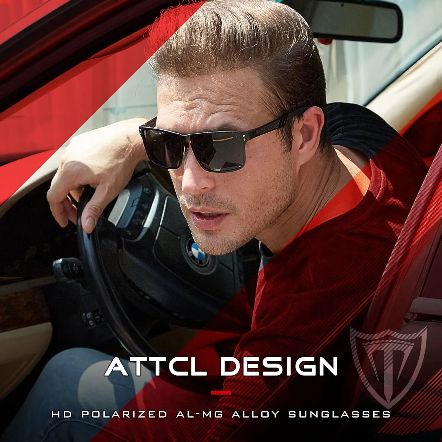 ATTCL Polarized UV Protection Fishing golf Driving Sunglasses for Men Al-Mg Metal Frame Ultra Light