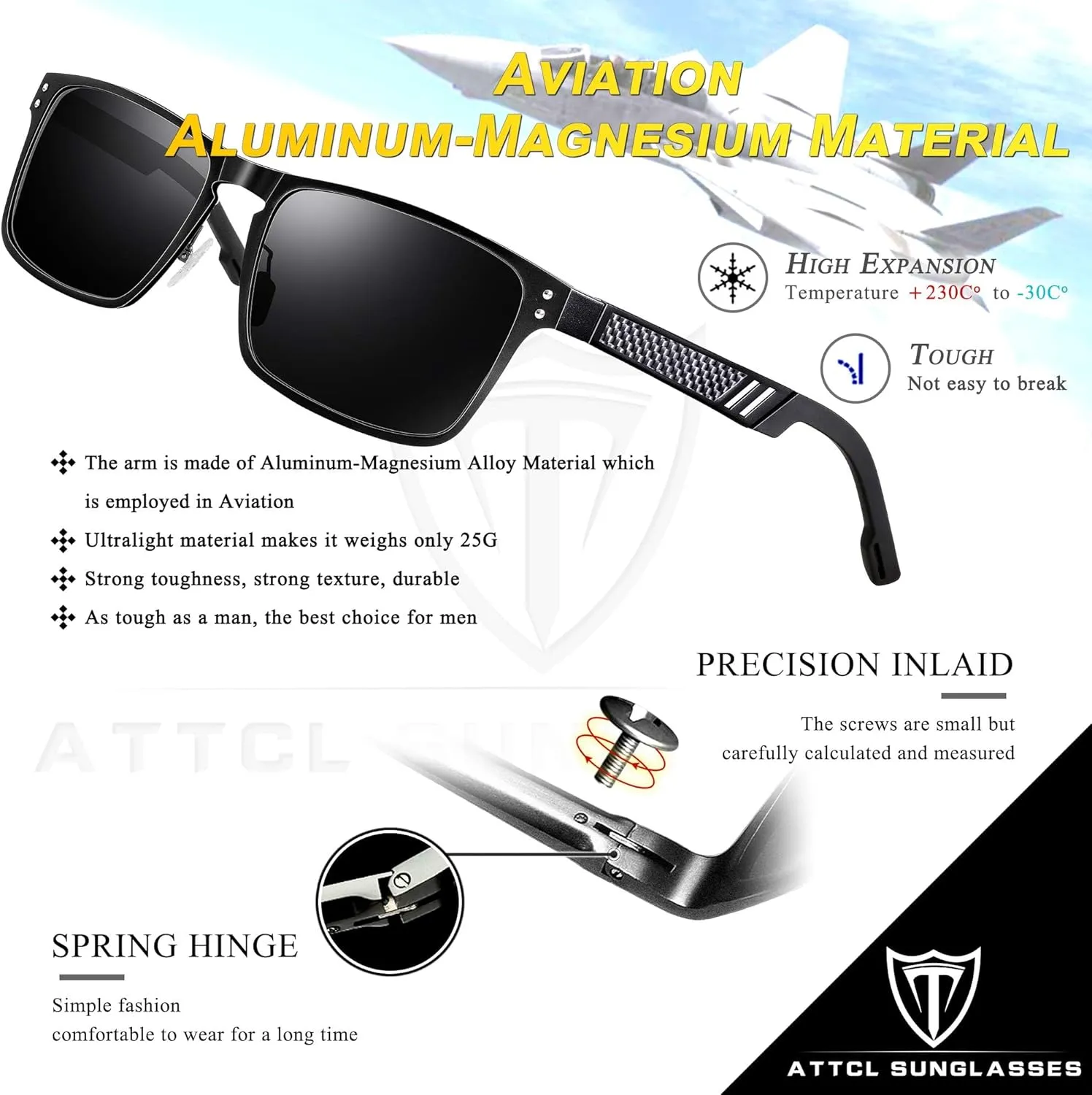 ATTCL Polarized UV Protection Fishing golf Driving Sunglasses for Men Al-Mg Metal Frame Ultra Light