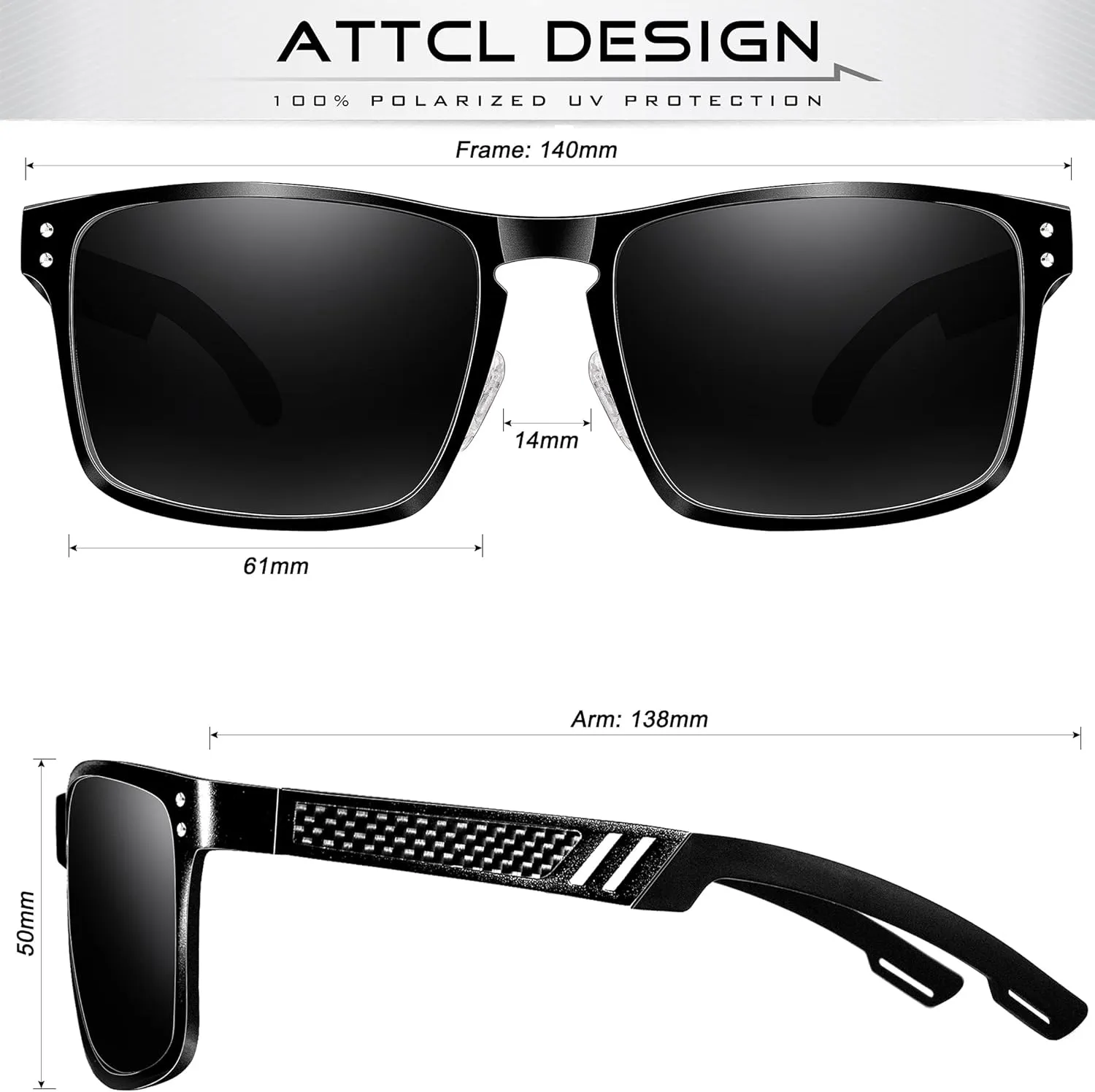 ATTCL Polarized UV Protection Fishing golf Driving Sunglasses for Men Al-Mg Metal Frame Ultra Light