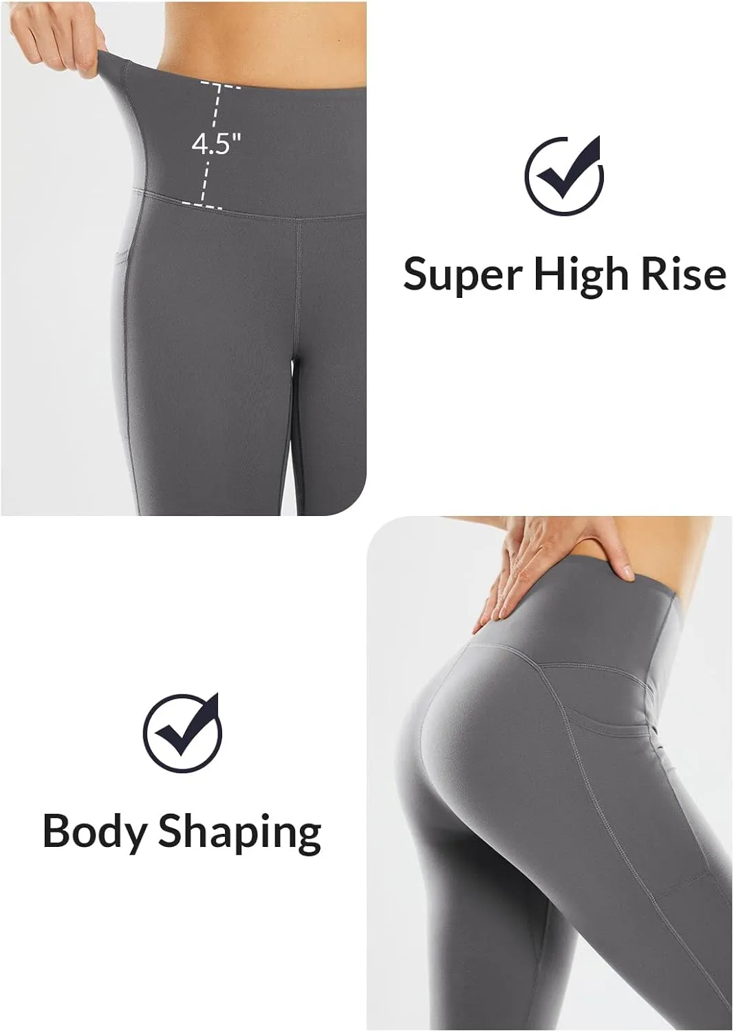 baleaf Nuleaf Women's Stretch Capri Leggings with Pockets High Waisted Brushed Yoga Workout Athletic Tummy Control Capris 19"