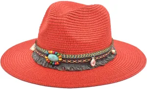 Beach Sun Hats for Women Women Fashion Large Wide Brim Visor Hat Panama Fedora Foldable Packable Straw Beach Hat