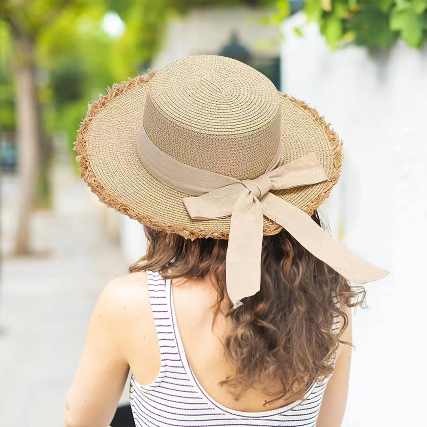 Beach Sun Straw Hats for Women, UPF 50  UV Sun Protection Wide Brim Summer Straw Hat Foldable Packable Roll up Cap