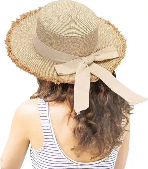Beach Sun Straw Hats for Women, UPF 50  UV Sun Protection Wide Brim Summer Straw Hat Foldable Packable Roll up Cap