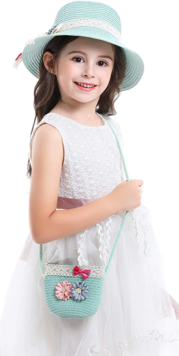 Bienvenu Straw Hats Kids Sun Hats Summer Beach Hats Straw Party Hat Set