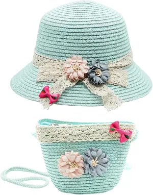 Bienvenu Straw Hats Kids Sun Hats Summer Beach Hats Straw Party Hat Set