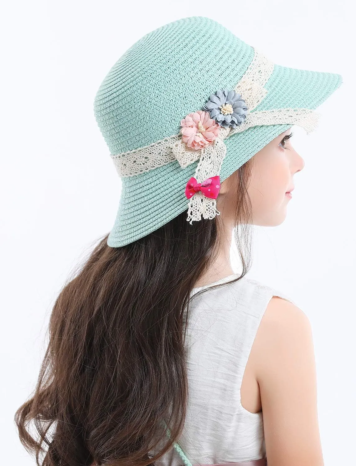 Bienvenu Straw Hats Kids Sun Hats Summer Beach Hats Straw Party Hat Set