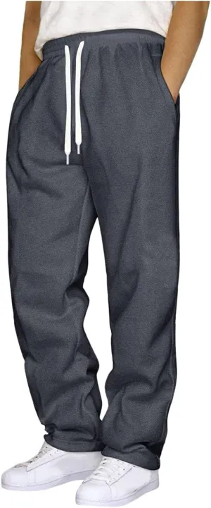 BIFUTON Sweat Pants for Mens Big and Tall Straight Leg Joggers Drawstring Fleece Lined Pants Men Winter Pants Athletic Pants
