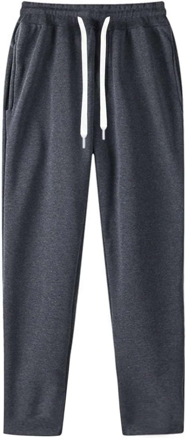 BIFUTON Sweat Pants for Mens Big and Tall Straight Leg Joggers Drawstring Fleece Lined Pants Men Winter Pants Athletic Pants