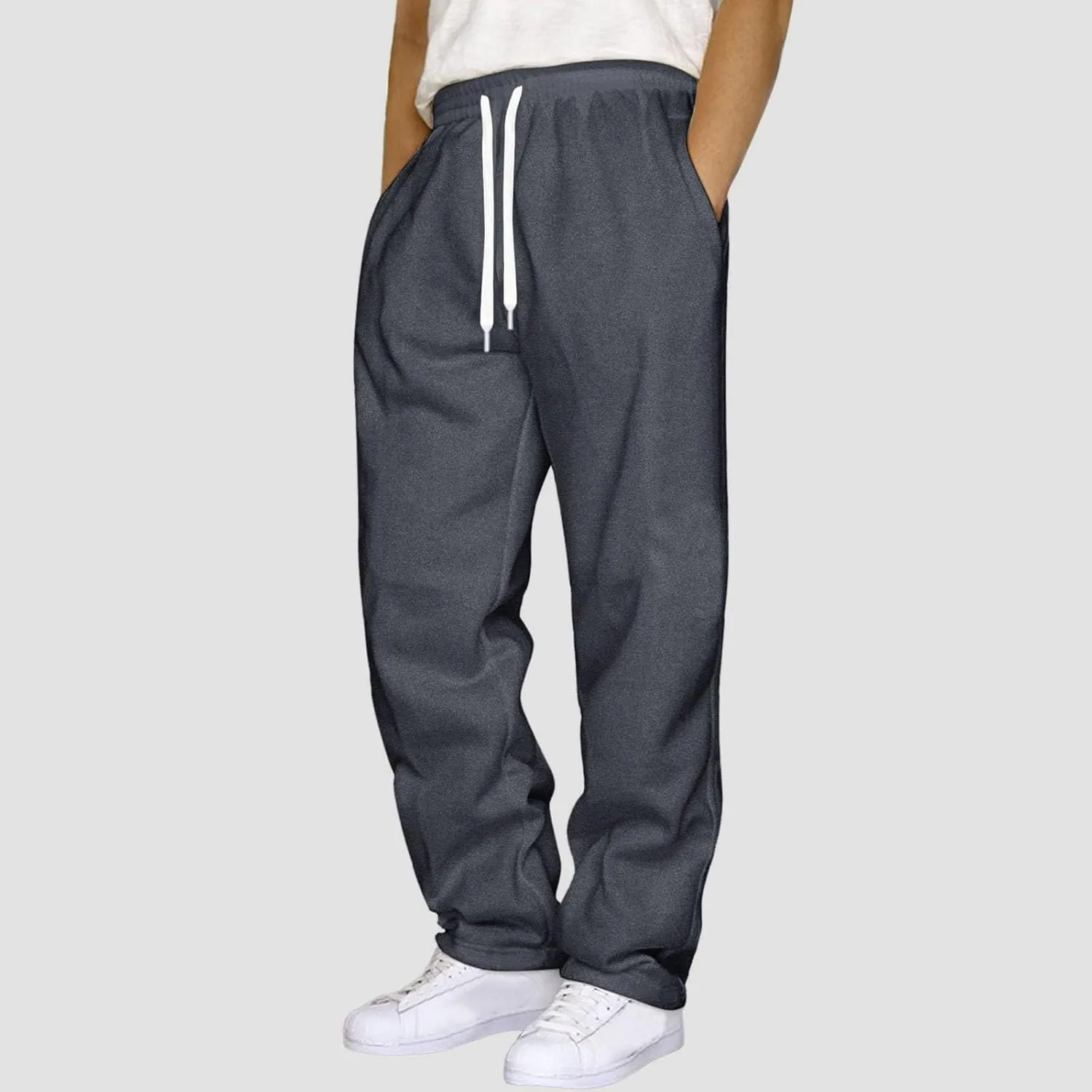 BIFUTON Sweat Pants for Mens Big and Tall Straight Leg Joggers Drawstring Fleece Lined Pants Men Winter Pants Athletic Pants