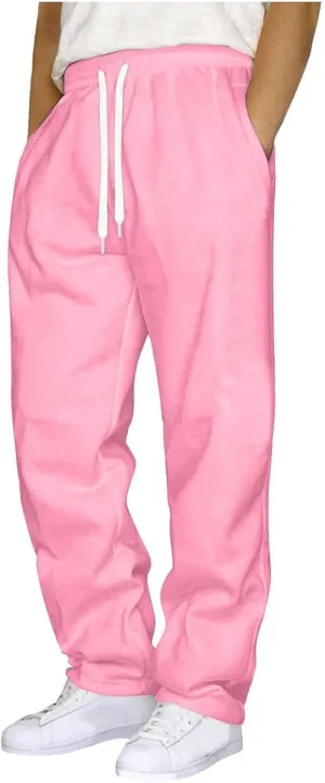 BIFUTON Sweat Pants for Mens Big and Tall Straight Leg Joggers Drawstring Fleece Lined Pants Men Winter Pants Athletic Pants