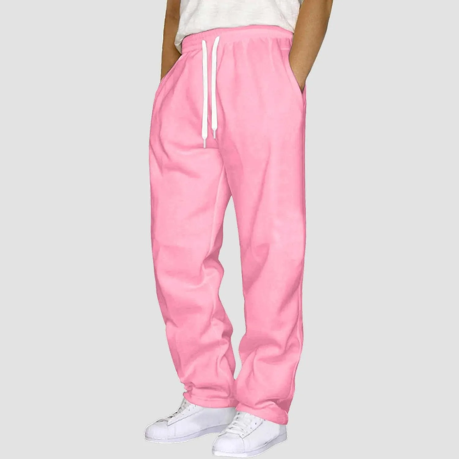 BIFUTON Sweat Pants for Mens Big and Tall Straight Leg Joggers Drawstring Fleece Lined Pants Men Winter Pants Athletic Pants