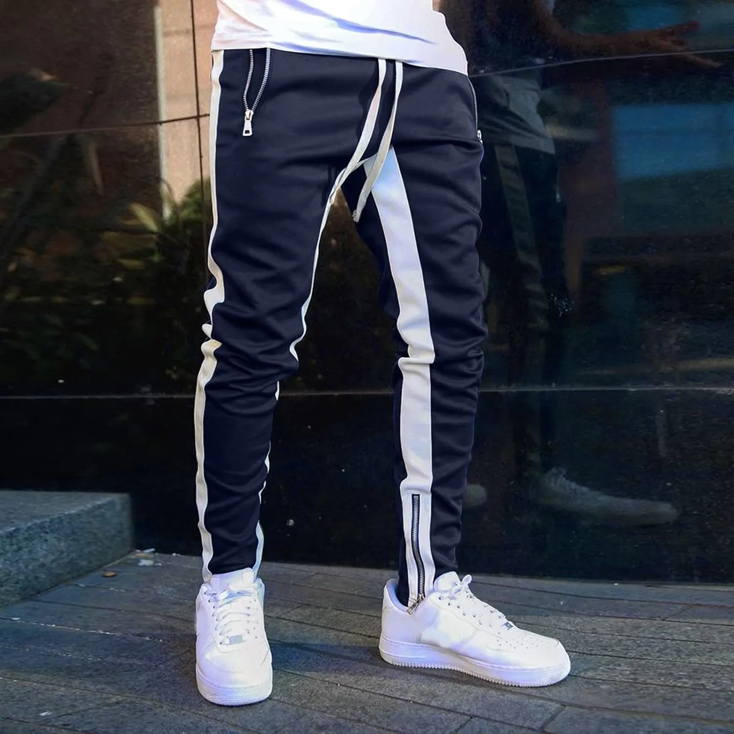Big and Tall Sweatpants for Men Cargo Sweatpants Stretch Elastic Waist Baggy Workout Jogger Pants Drawstring Straight