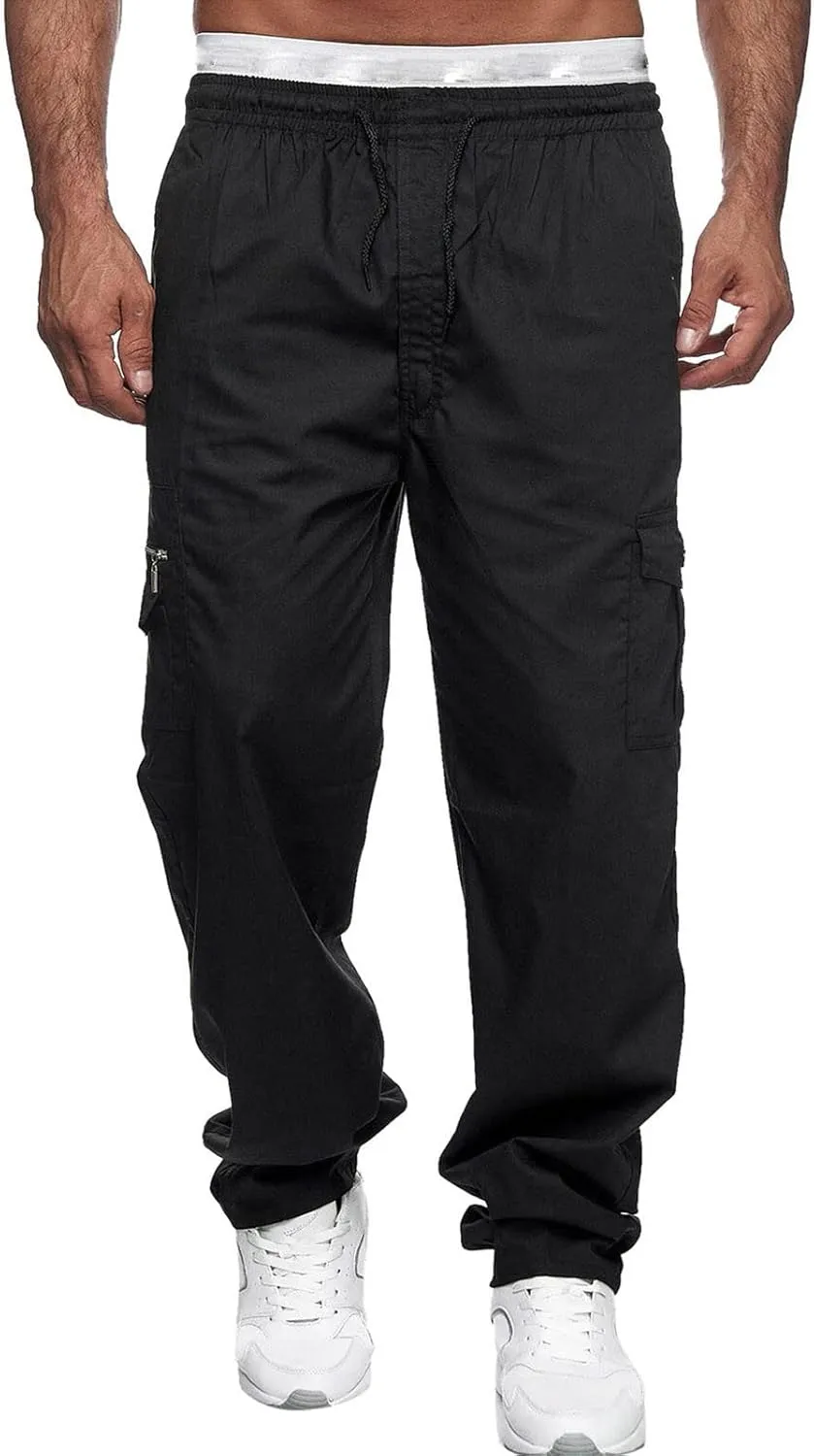 Big and Tall Sweatpants for Men Elastic Waist Color Block Pants Jogger Drawstring Trousers Pockets Sweatpants Workout