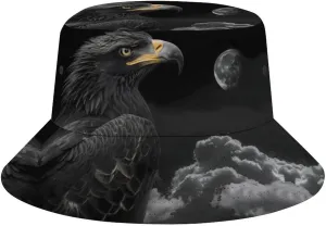 Black & White Eagle Bucket Hat Lightweight Fishing Hat Wide Brim Sun Protection Cap for Men Women