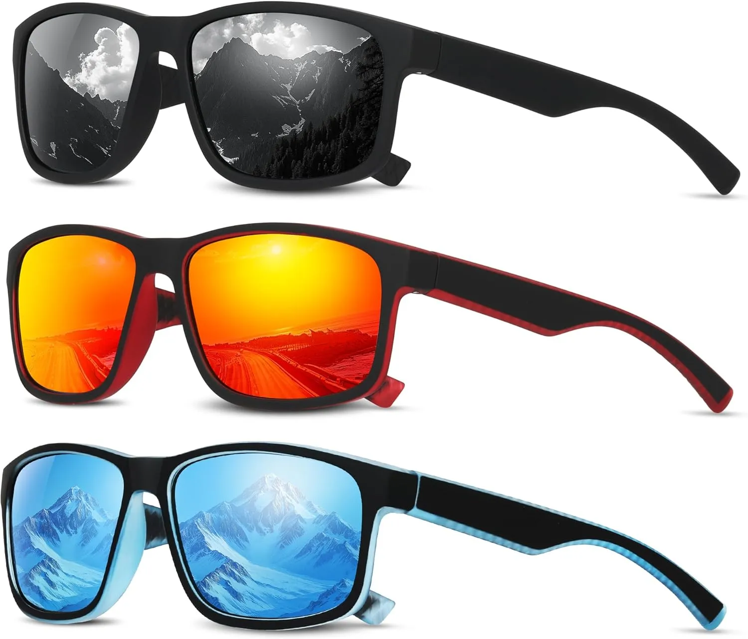 Black Polarized Sunglasses Men - Mens/Womens Sunglasses with UV Blocking for Driving and Hiking