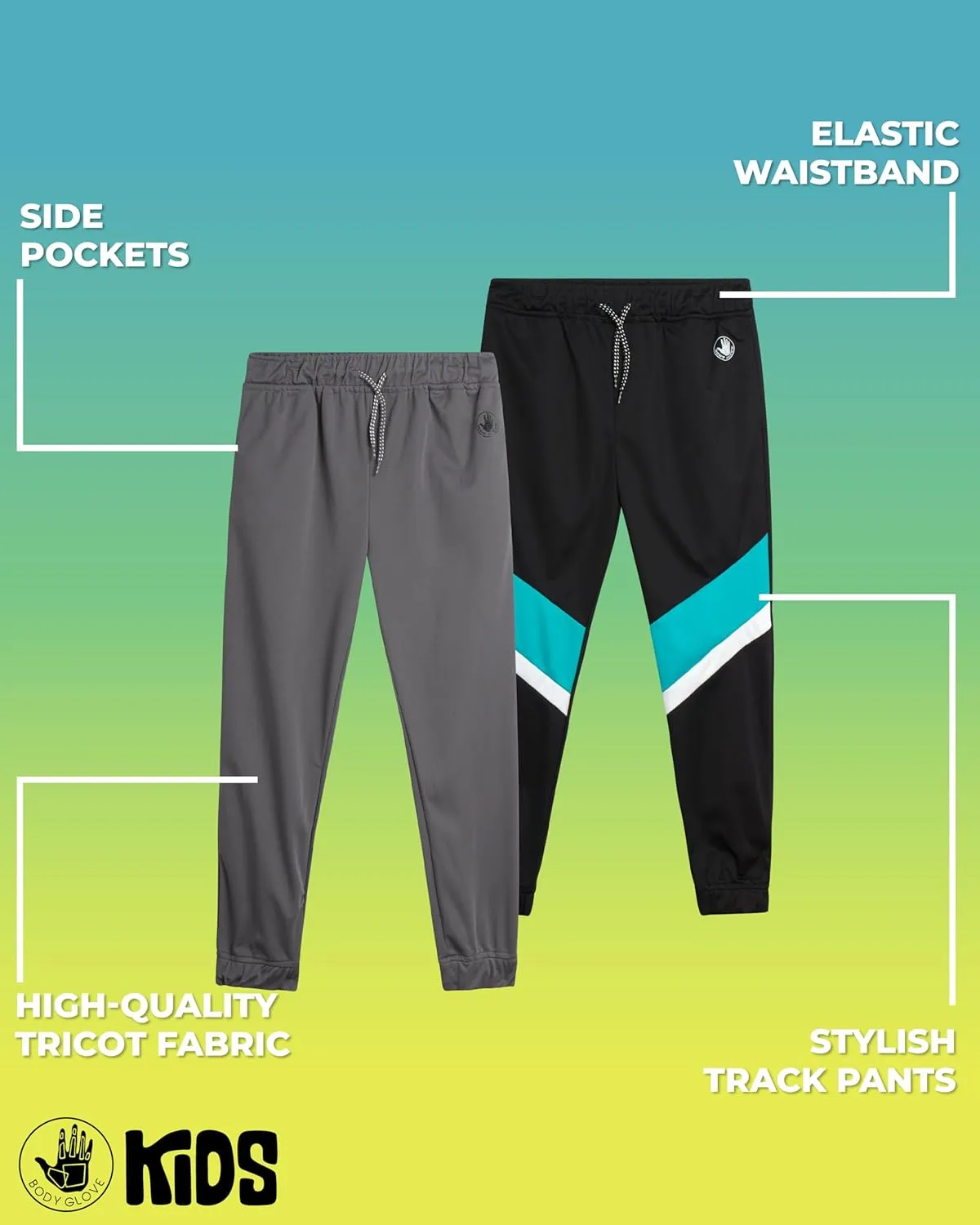 Body Glove Boys’ Sweatpants – 2 Pack Basic Active Tricot Joggers - Performance Jogger Pants for Boys (8-18)