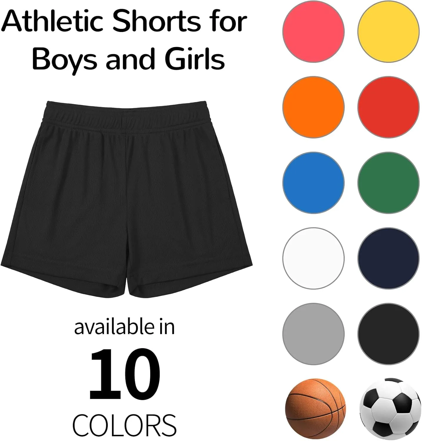 Boys and Girls Basketball Shorts Athletic Soccer Shorts Sizes 2T to Youth