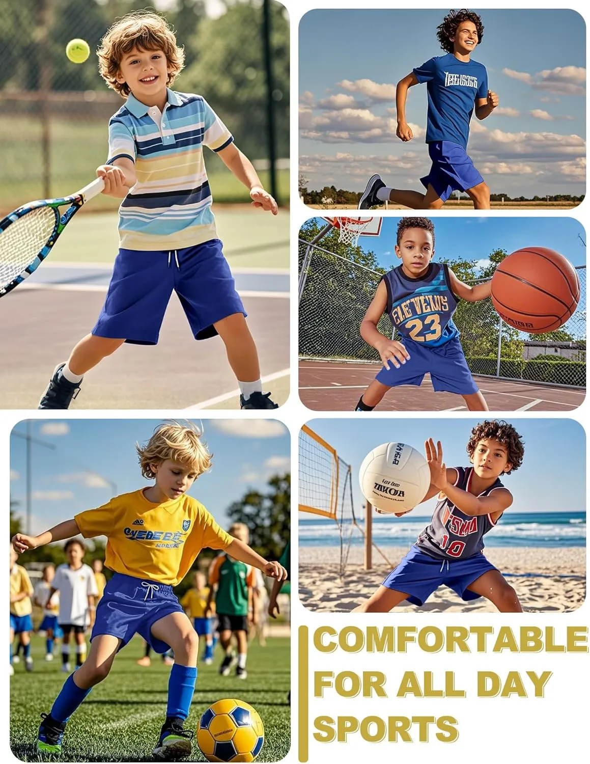 Boys Athletic Shorts Mesh Basketball Soccer Shorts Breathable Quick Dry Running Gym Activewear for Kids Youth 6-16 Years
