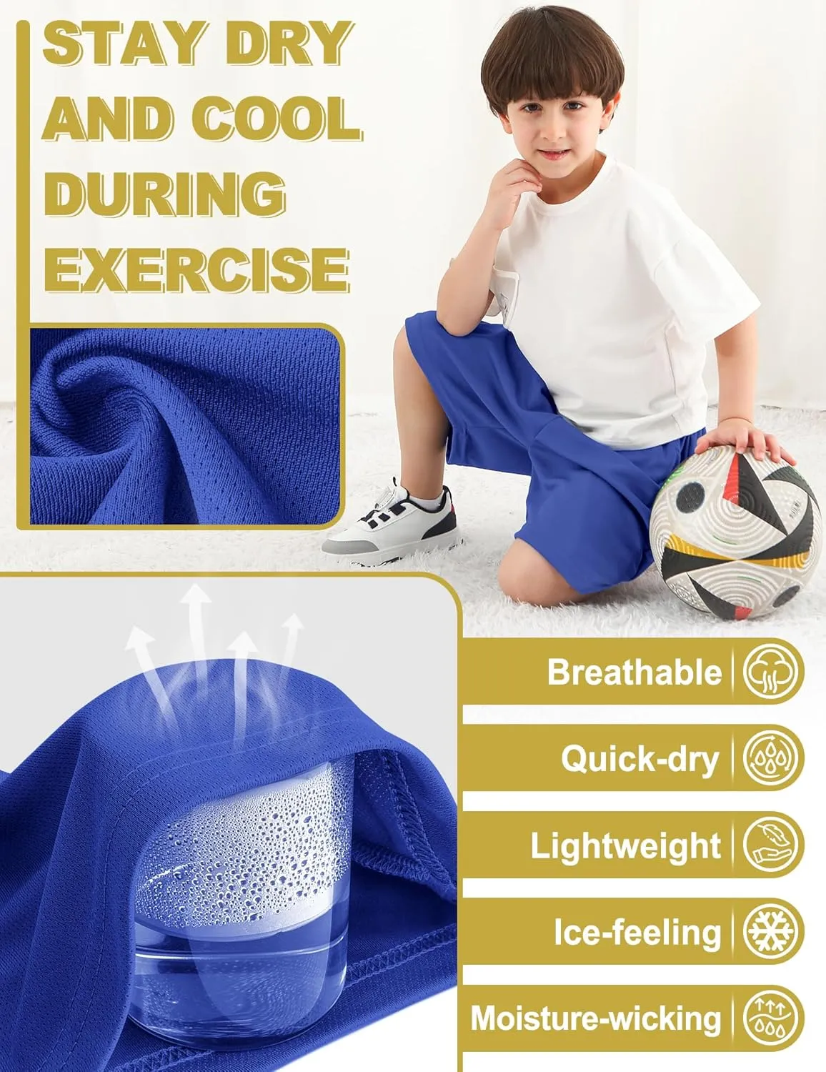 Boys Athletic Shorts Mesh Basketball Soccer Shorts Breathable Quick Dry Running Gym Activewear for Kids Youth 6-16 Years