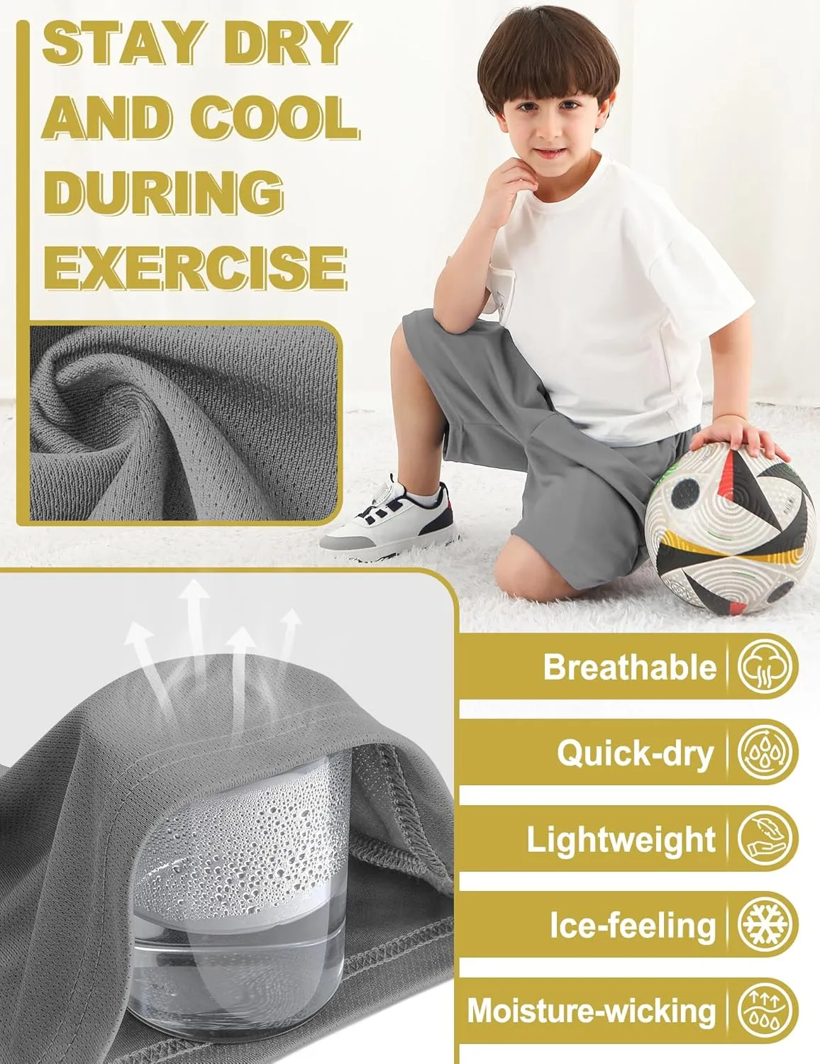 Boys Athletic Shorts Mesh Basketball Soccer Shorts Breathable Quick Dry Running Gym Activewear for Kids Youth 6-16 Years