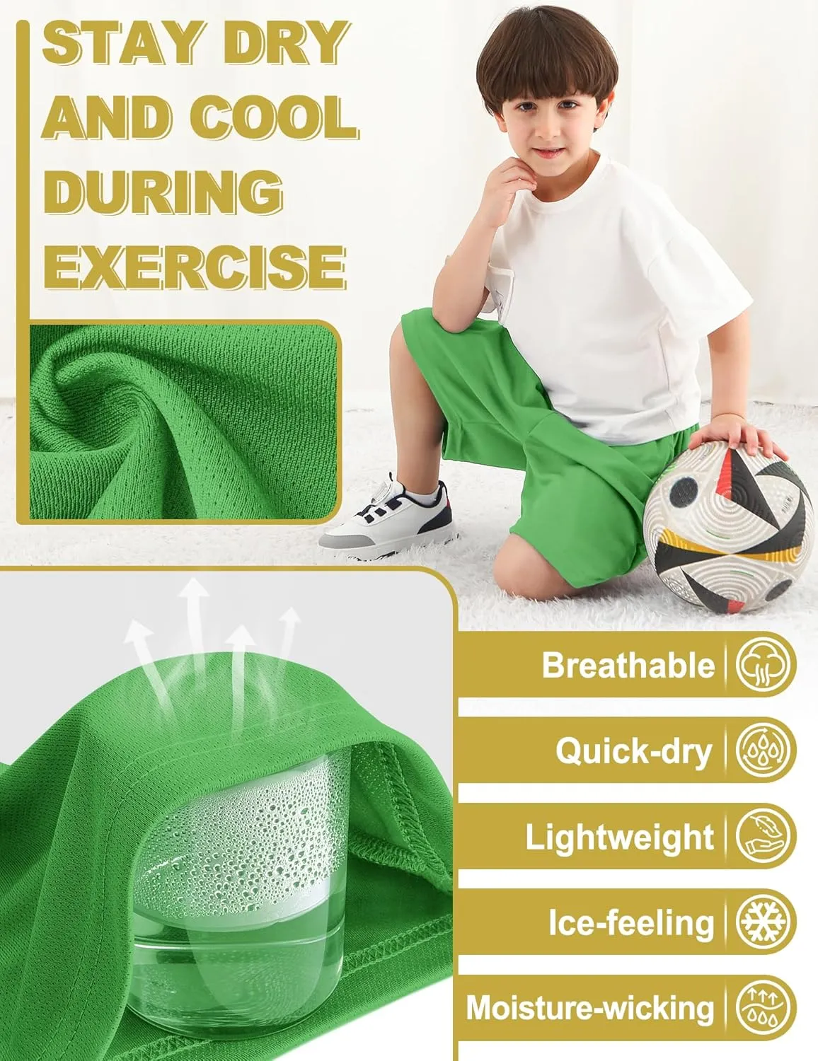 Boys Athletic Shorts Mesh Basketball Soccer Shorts Breathable Quick Dry Running Gym Activewear for Kids Youth 6-16 Years