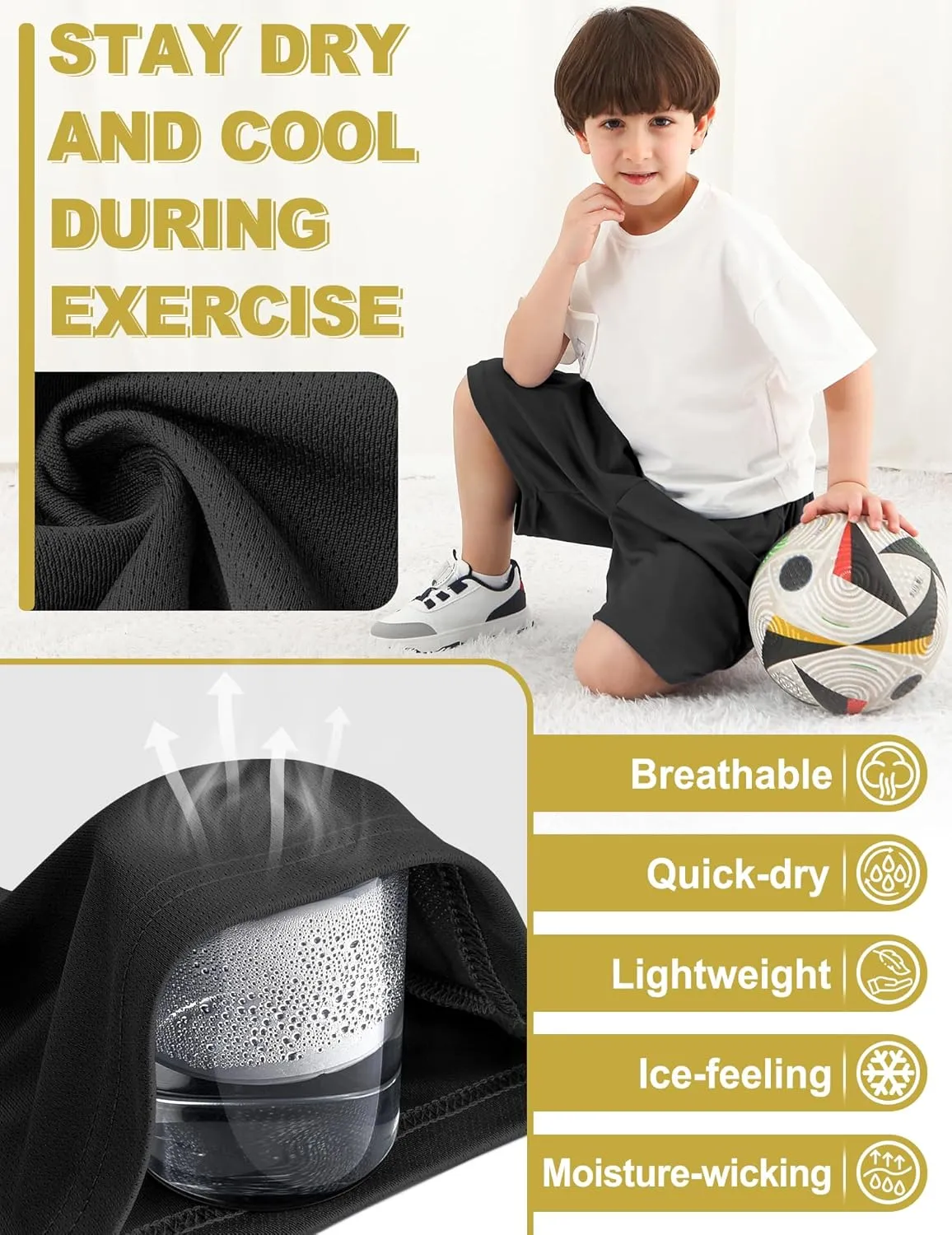 Boys Athletic Shorts Mesh Basketball Soccer Shorts Breathable Quick Dry Running Gym Activewear for Kids Youth 6-16 Years