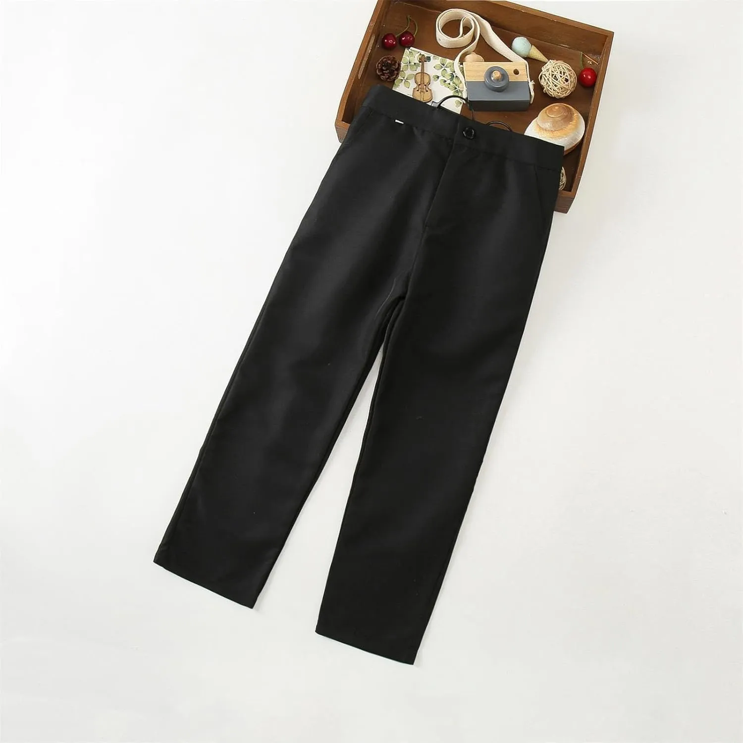 Boys Dress Pants Kids Formal Flat Front Children School 𝗨niform Pants Boy Adjustable Waist Relaxed Fit Pants