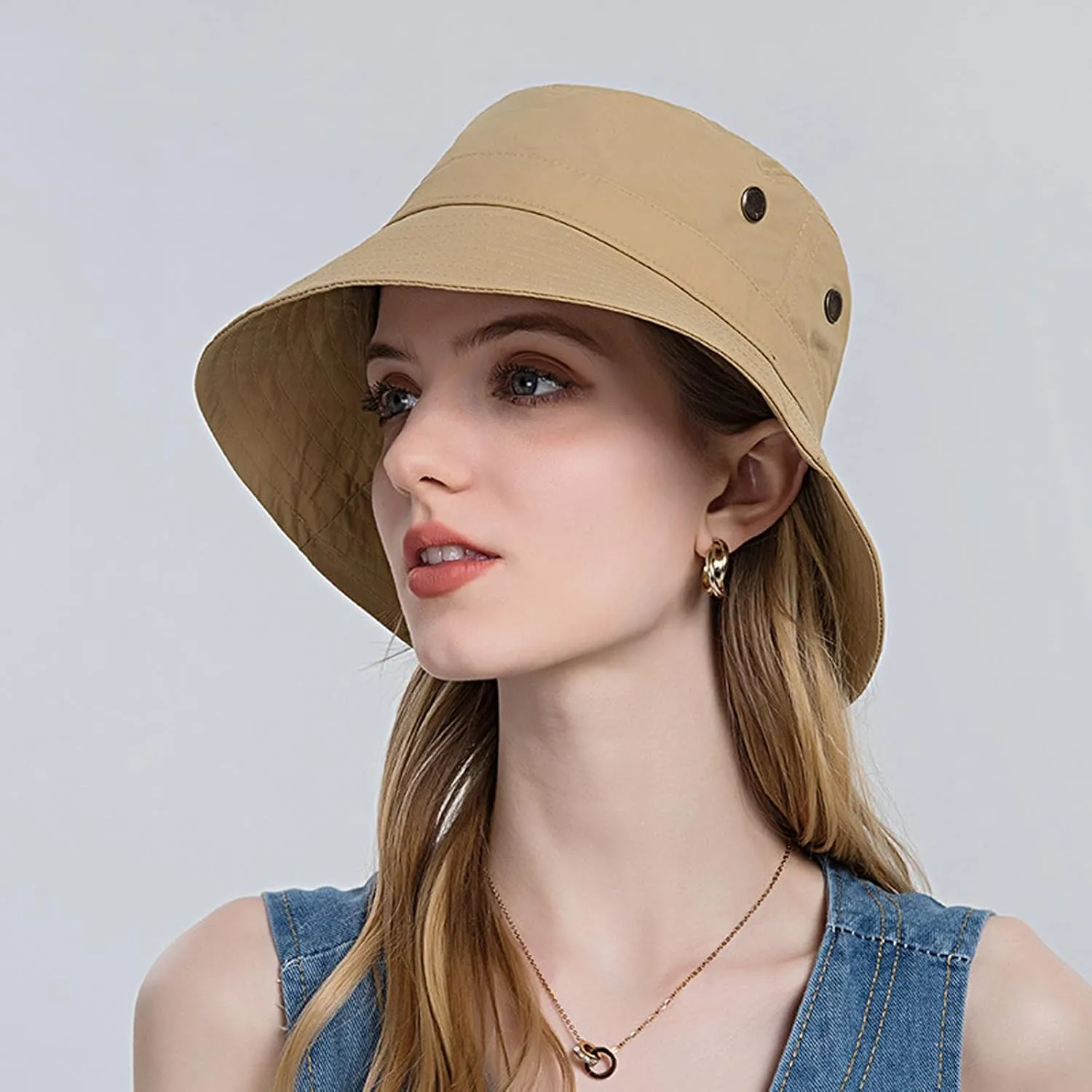 Bucket Rain Hat with Chin Strap Quick Drying Packable Sun Hat Unisex Wide Brim Outdoor Cowboy Summer Sun Hats