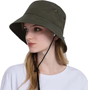 Bucket Rain Hat with Chin Strap Quick Drying Packable Sun Hat Unisex Wide Brim Outdoor Cowboy Summer Sun Hats