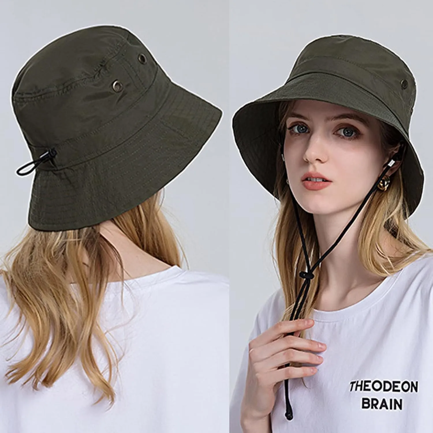 Bucket Rain Hat with Chin Strap Quick Drying Packable Sun Hat Unisex Wide Brim Outdoor Cowboy Summer Sun Hats
